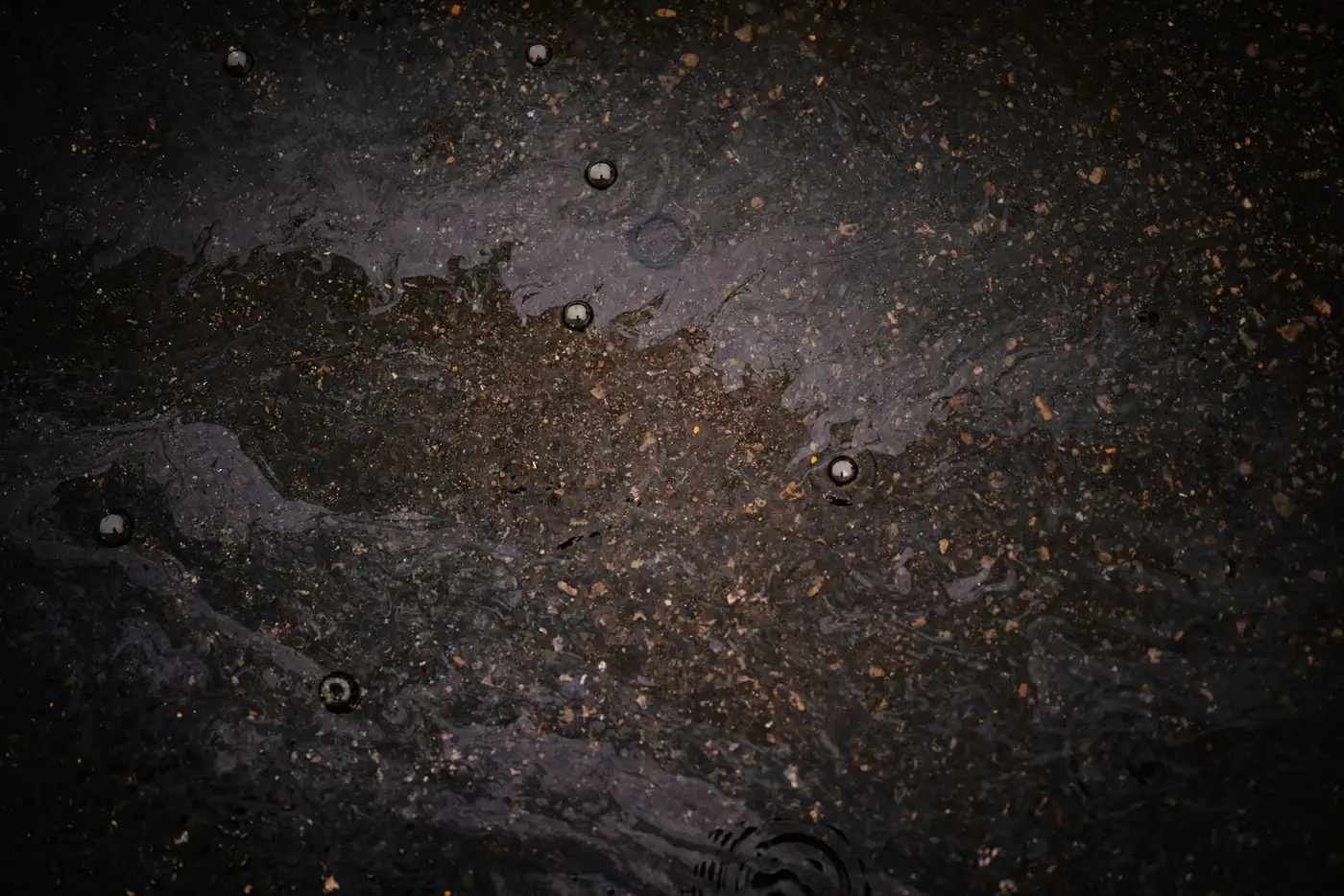Illustrative close-up of wet asphalt. Not a Hamilton Asphalts site.